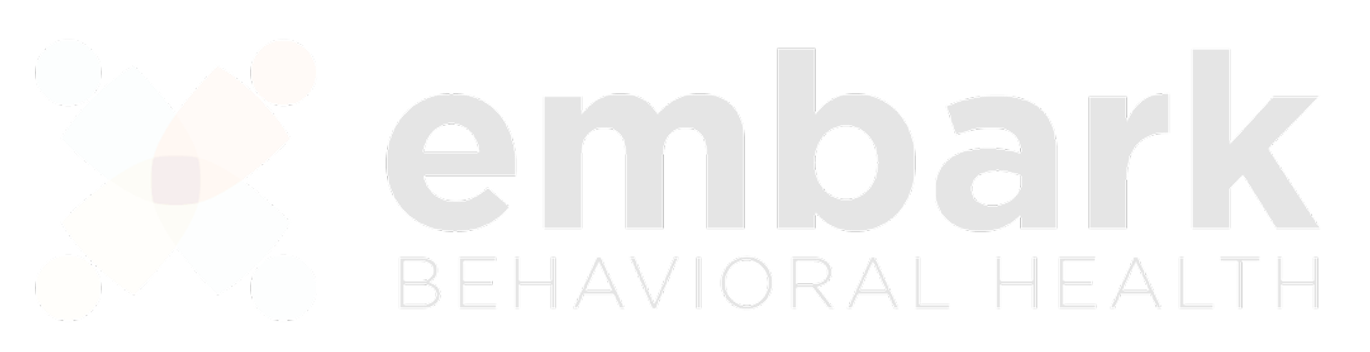 Embark Behavioral Health logo features geometric shapes on the left and the company name in light gray text on the right, reflecting a modern look often seen with business coaches.