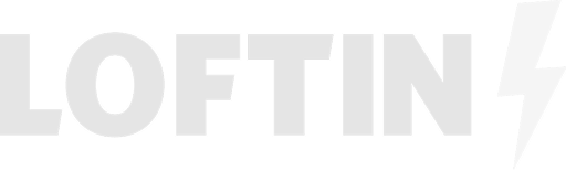 The word "LOFTIN" in bold, light gray capital letters, with a stylized lightning bolt replacing the letter "I," designed to capture attention&mdash;ideal for business coaches seeking a modern and impactful look.